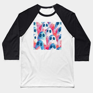 Watercolor kawaii ghosts pattern Baseball T-Shirt